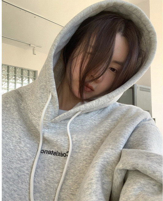 加絨連帽衛衣女 帽T 長袖上衣 冬季女裝 寬鬆韓版情侶學生女裝