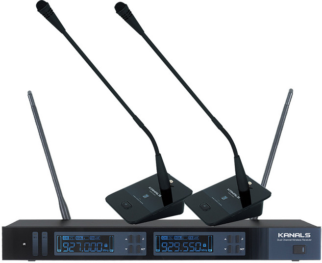 카날스 MWG2500 MWG-2500 900MHz 2채널 무선 구즈넥마이크 무선마이크 강의용 회의용마이크