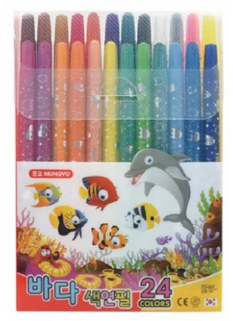 문교 바다 돌돌이 색연필, 24색, 1개