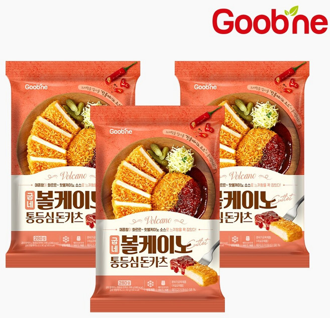 굽네 볼케이노 통등심 돈카츠 280g * 3팩, 3개
