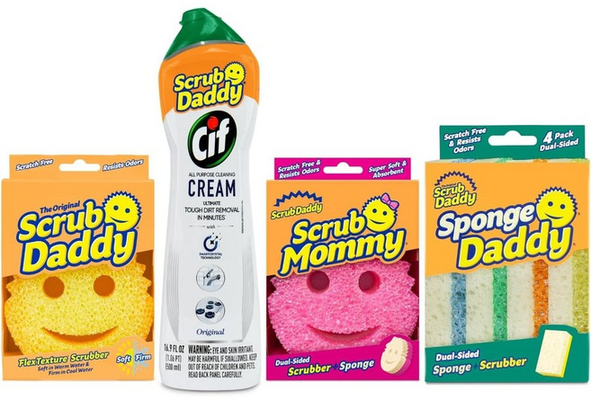 스크럽 대디 + 시프 번들 - 시프 크림 다목적 세정제 스크럽 마미 스펀지 스크럽 대디 스펀지 스펀지 대디 컬러 코팅 스펀지 세트, 1개, 4개입