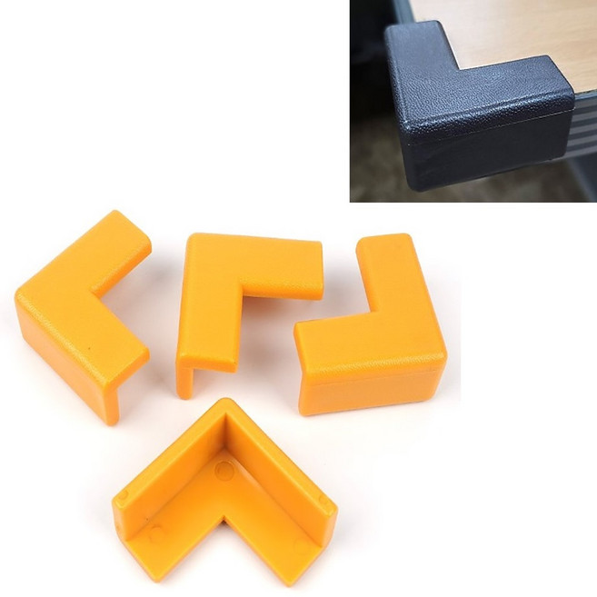 알럽 4P 고무타입 모서리보호대 손끼임방지 가드 코너보호대 모서리방지 깔끔쿠션보호대 책상, 다크브라운