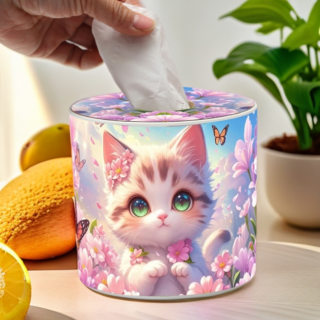 융풍 보석십자수 보석십자수 휴지케이스 취미 휴지케이스 집들이 선물 비즈 diy 선물, 1개, 꽃밭 속의 고양이