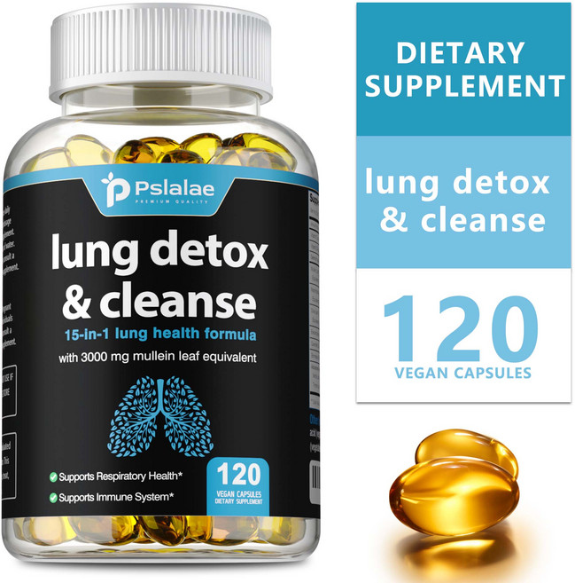 폐 디톡스 & 클렌징 - 15가지 효능의 폐 건강 포뮬러 - 호흡기 건강 항산화 보호 및 클렌징 지원 - 120캡슐, 1개, 120정