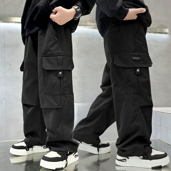 아동 주니어 초등학생 캐주얼 카고 봄 가을 남아 와이드 바지