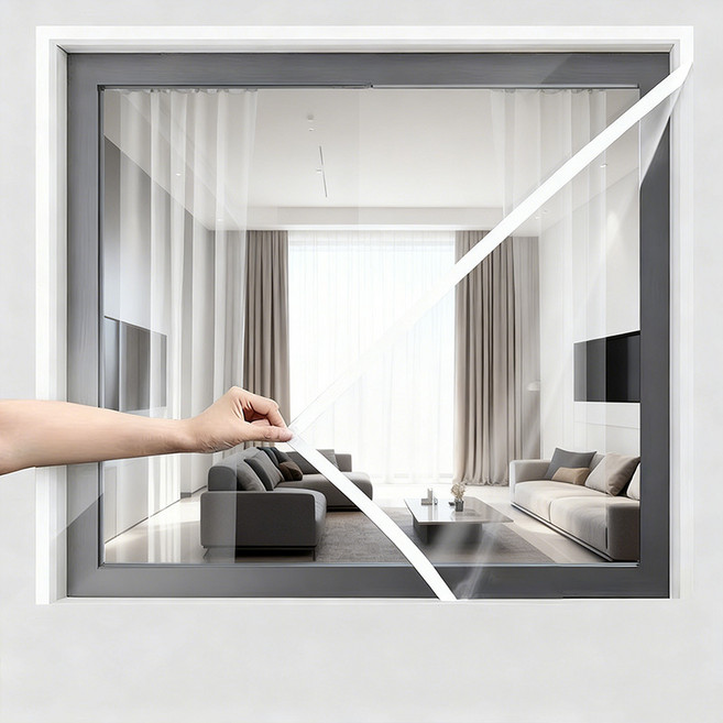 피노블릭 작은창 바람 막이 EVA 창문 방풍비닐 우풍차단 방한 벨크로형 J, 1개