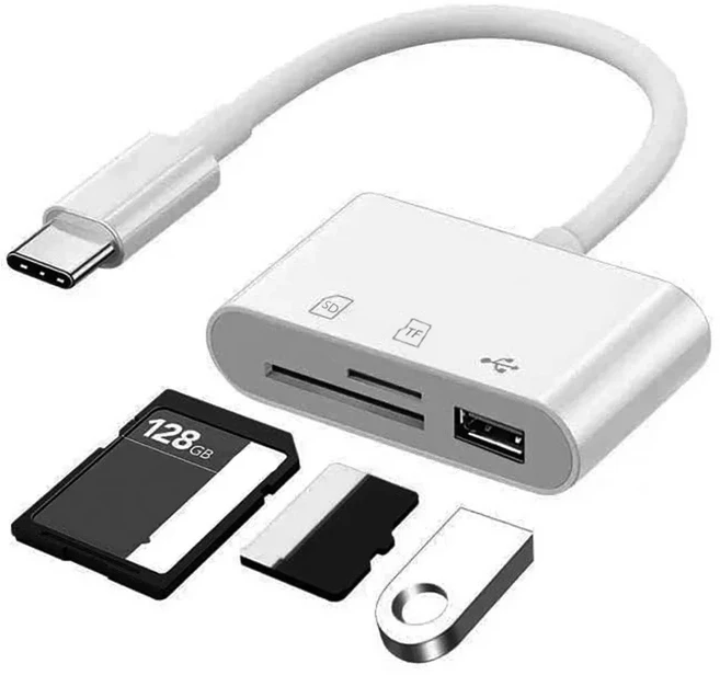 타입 C 어댑터 TF SD 메모리 카드 리더 OTG 라이터 컴팩트 플래시 USB-C 아이패드 프로 화웨이 맥북 삼성, 01 7cm, 01 white