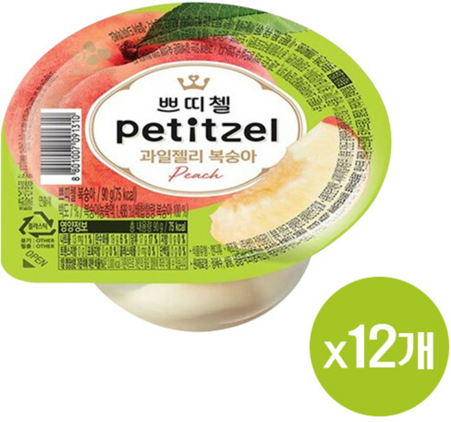 CJ 쁘띠첼 과일젤리 복숭아, 90g, 12개