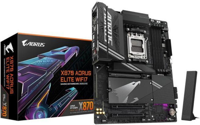 기가바이트 X870 AORUS 엘리트 WIFI7 AMD AM5 LGA 1718 마더보드 ATX DDR5 4X M.2 PCIe 5.0 USB4 WIFI7 2.5GbE LAN EZ, M.2 x4|WIFI7, ELITE