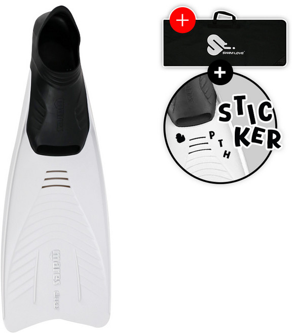 마레스 뉴 클리퍼 수영 오리발 WHT + 오리발 가방, 화이트