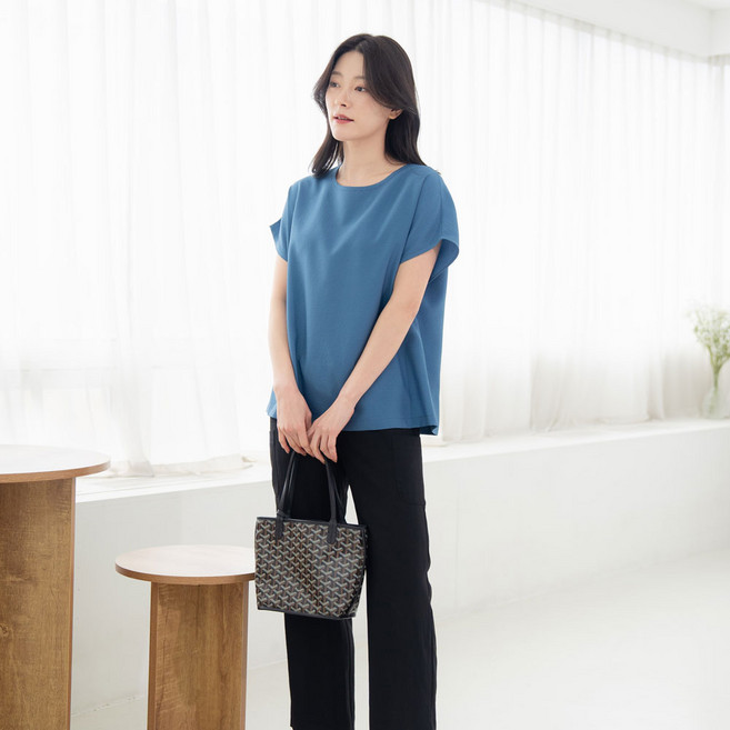 국내산 여성 여름 와플 풍기포 인견 반팔 블라우스 빅사이즈 엄마옷 쿨 냉감