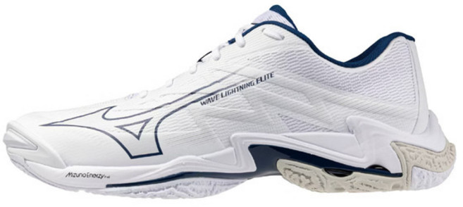 Mizuno 美津濃 Wave Lightning Elite 男款排球鞋 包覆 回彈 白藍 [V1GA260055], 28.5 cm