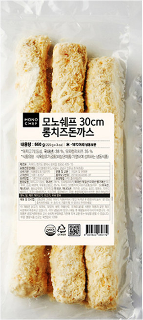 바이오마켓_모노쉐프 30cm롱치즈돈까스 660g, 10개