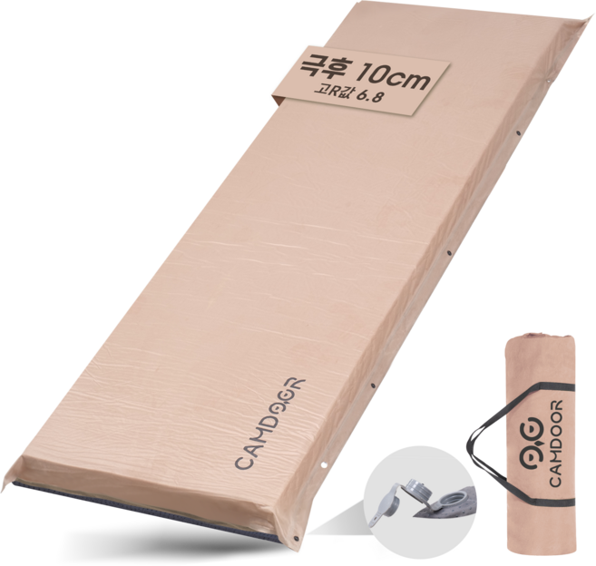 Camdoor 자충매트 방수 두꺼운 에어매트 연결 가능 캠핑 매트 10cm, 카키색
