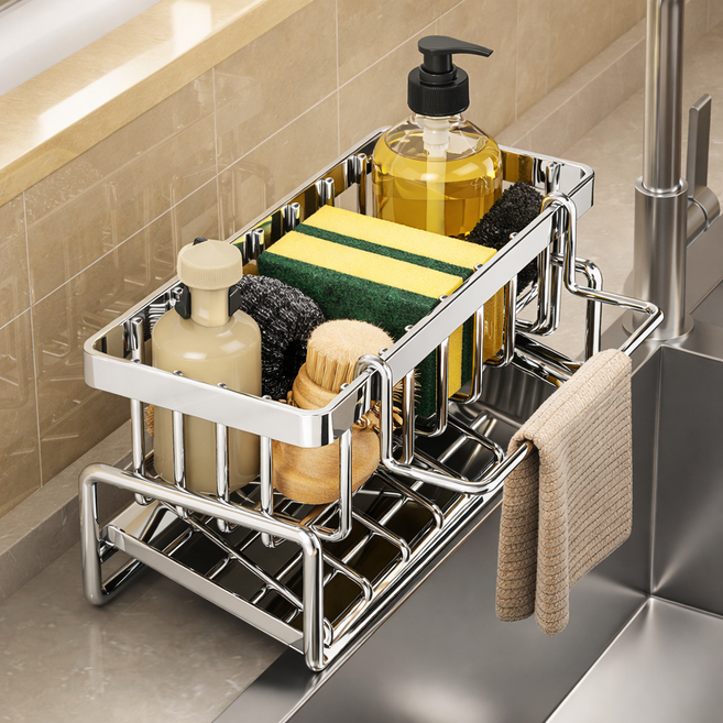 담다르 수세미거치대 주방 수세미걸이 수세미통, 1개, 실버