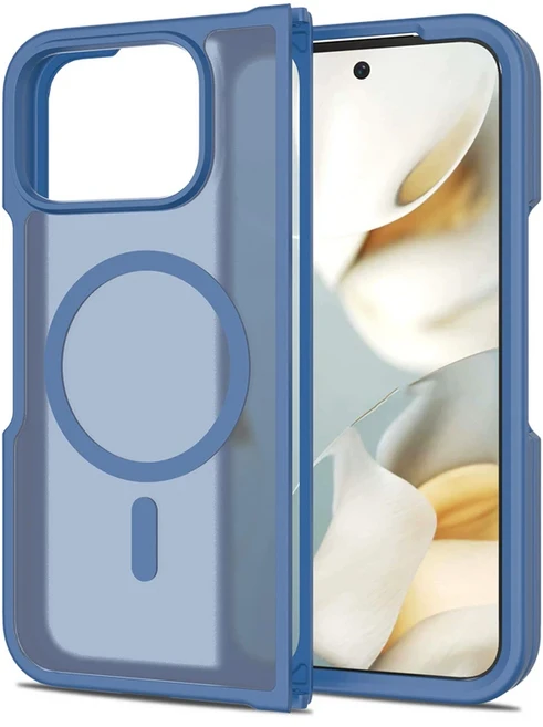 Google Pixel 10 Pro 폴드 케이스 ELVEV 마그네틱 지문 방지 무광택 +소프트 TPU 느낌 폰 케이스, 01 구글 픽셀 10 프로 폴드, 04 Blue