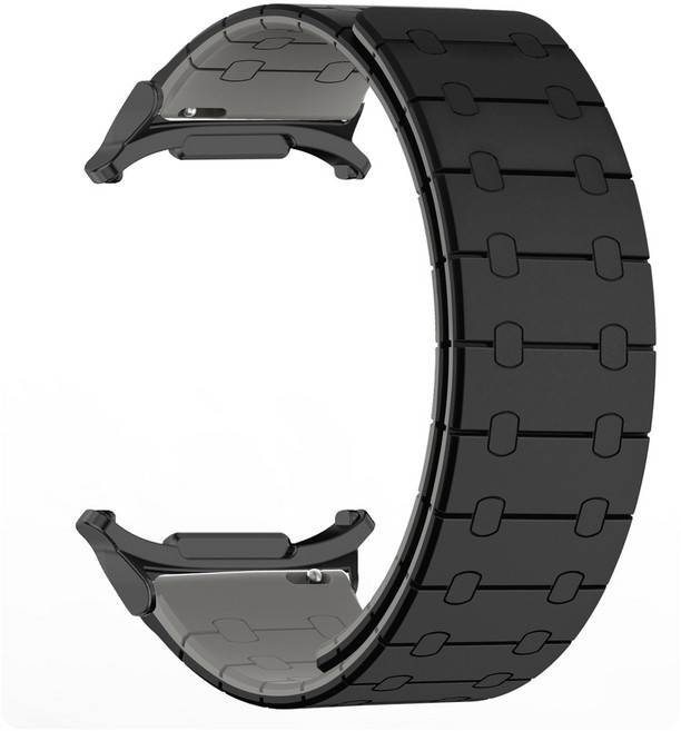 투톤 강력한 마그네틱 갤럭시워치 8 40mm 44mm 46mm 클래식 실리콘 스트랩 자석 밴드, 블랙스틸(블랙+그레이)