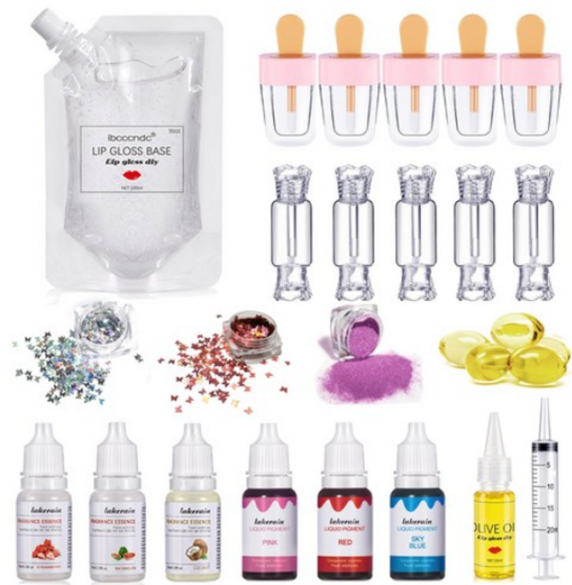 입술볼륨 립글로즈 입술문신 발색좋은립스틱 립글로스 Diy 보바 버블 티 모이스춰 라이징 재료 키트 컨테이너 튜브 향료 오일 액체 안료 01 as shown, 1세트, 1set