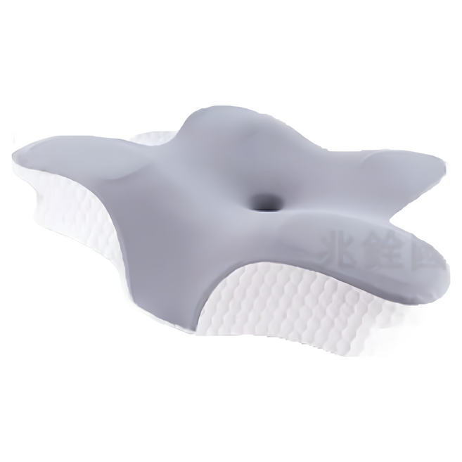 TUTOGO 蝶型護頸枕 慢回彈記憶枕芯 人體工學支撐, 灰色【自帶枕套】, 1件