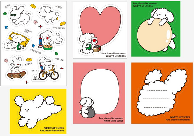 윈디 라이프 모조지 스티커팩 (6p), 1팩
