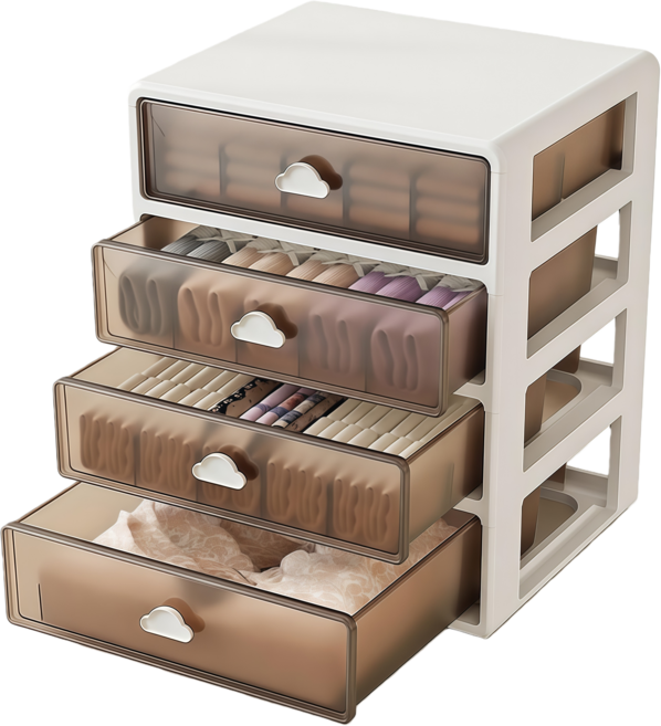 일체형 서랍식 수납함 속옷 양말 정리함, 화이트