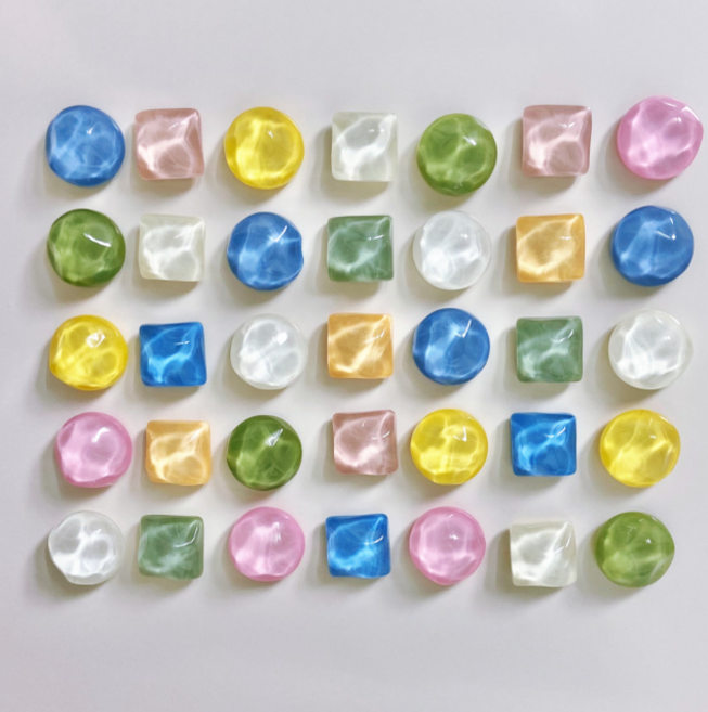 오브제 냉장고자석 마그넷 보석 조약돌 현관문 타공판 인테리어 장식 마그네틱 소품, 투명원형set (5p)