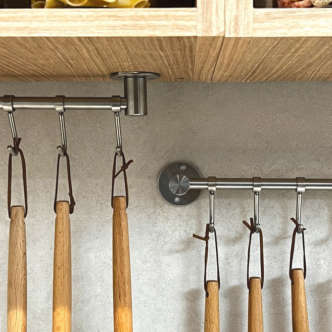 무타공 올스텐 조리도구 거치대 주방 걸이 국자 기구 행거레일 50cm(8후크), 1개, 실버