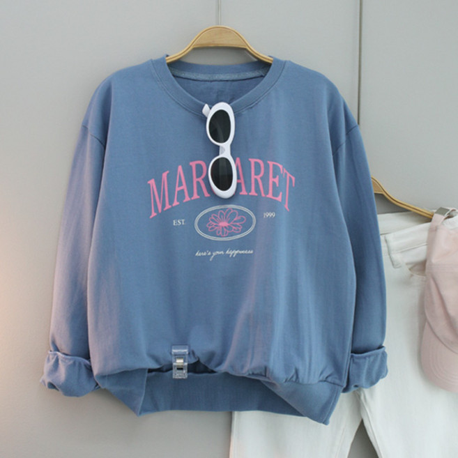 달콩 여성 마가렛레터링크롭맨투맨 긴팔티 크롭티 간절기