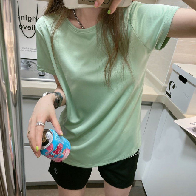 티류으스 여성 여름 속건 아이스실크 경량 운동복 요가복 러닝복 필라테스복 반바지 투피스 세트 Lyw