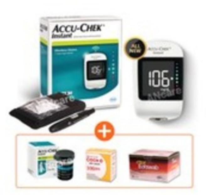 아큐첵 인스턴트 혈당계 풀세트 [혈당계+시험지60매+침110개+솜100매+파우치+채혈기+당뇨수첩], 1세트, 측정기