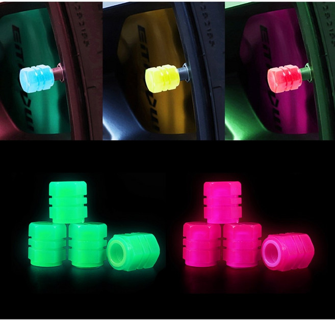 [발통마켓] 야광 타이어 밸브캡 에어캡 구찌 휠 바람마개 뚜껑 커버, 1개, 핑크, 야광밸브캡(핑크1p)