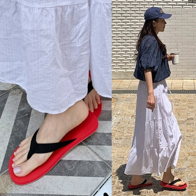 더옷장 더레드 배색쪼리샌들(플리플랍)