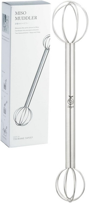 일본 옥스 Aux Leye TM1366 계량 된장 머들러 일본산 계란 풀기 거품기, 1개