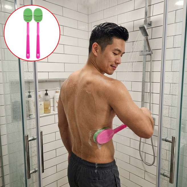 소소상점 국내산 샤워 브러쉬 등때밀이, 1세트, 2개입, 그린