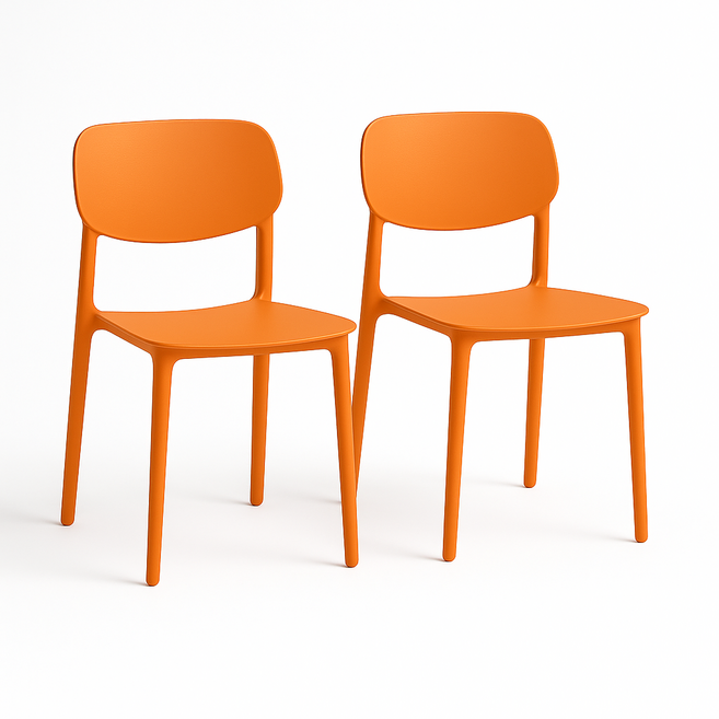 이엔비 일체형 인테리어 식탁의자, 2개, 오렌지