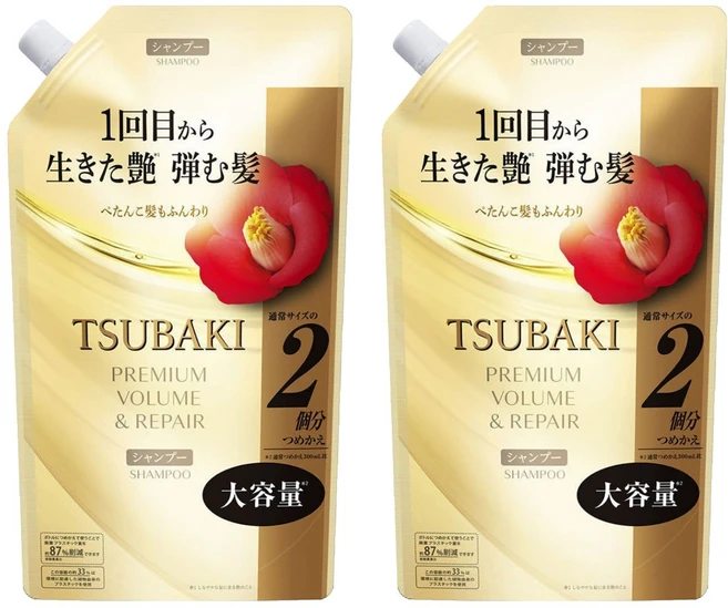 츠바키 프리미엄 볼륨 & 리페어 샴푸 리필용, 2개, 600ml - 쿠팡