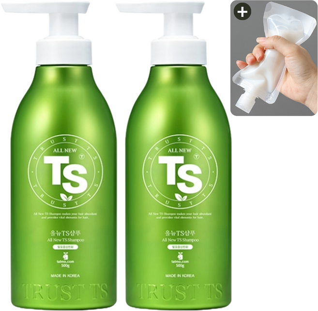 TS 올 뉴 TS 샴푸 + 소분 파우치, 2개, 500g