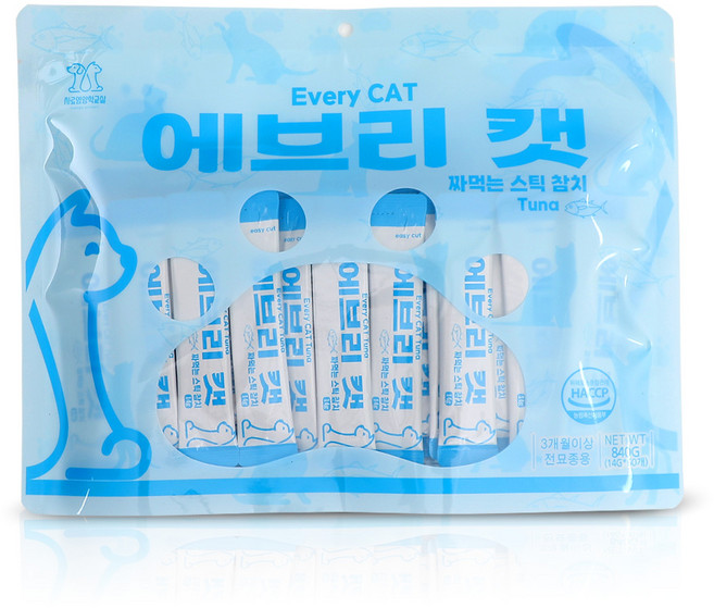 국내생산 고양이간식 에브리캣 짜먹는 스틱 60개입 휴먼그레이드 유산균 반려묘간식, 1개, 840g, 참치
