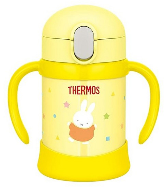 서모스 THERMOS 마호병 베이비 스트로 머그잔 FJL-250B 옐로우 Y 미피 250ml 물통 어린이 스테인레스 스틸 마법 병 구조 예비 빨대 세트 포함 취급하기 쉬운 원터치, 상세페이지 참조, 1개, 1ml