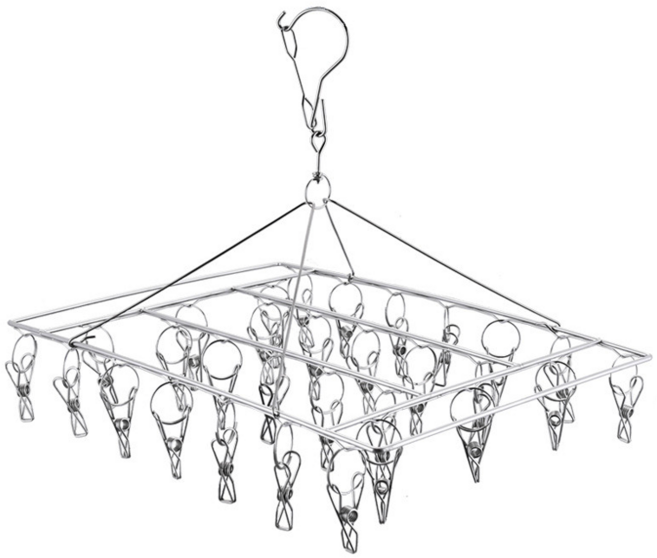 에코로버 양말 건조대 30집게, 실버, 1개