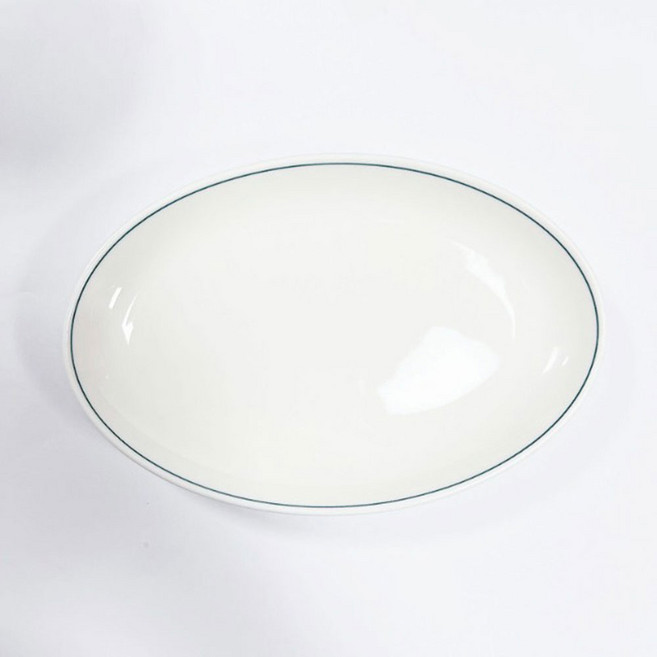 도자기 화이트 본차이나 라인 타원접시(230x155mm)고급접시5개, 1개