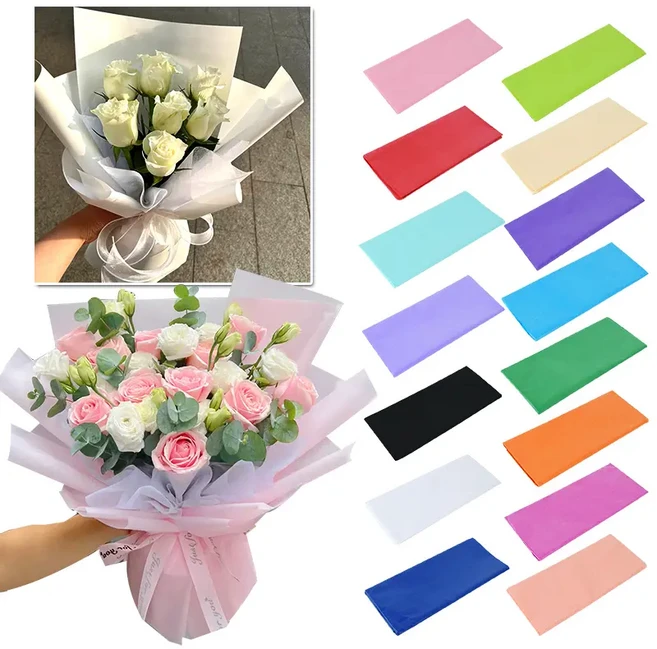 10 시트 50x65cm 티슈 페이퍼 다채로운 꽃 꽃다발 포장지 DIY 공예 종이 결혼식 스크랩북 파티 장식 용품, B09, 1개