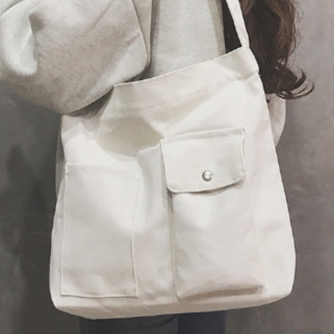 캔디플래닛 캔버스에코백 포켓 크로스백 가방