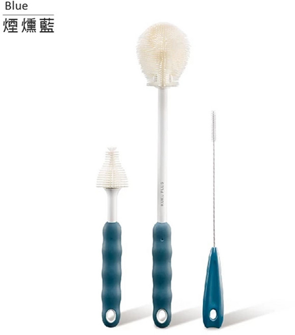 Simba 奶瓶刷組 超柔無垢白金矽膠, KUKU奶瓶刷組-煙燻藍, 1個
