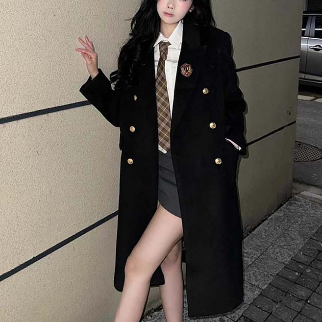 AOKADA 여성 가을 겨울 모직 패딩 롱 정장 코트