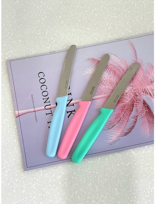 일본 니켄 과도 핑크 민트 톱니 과도 빵칼, 핑크 톱니, 1개