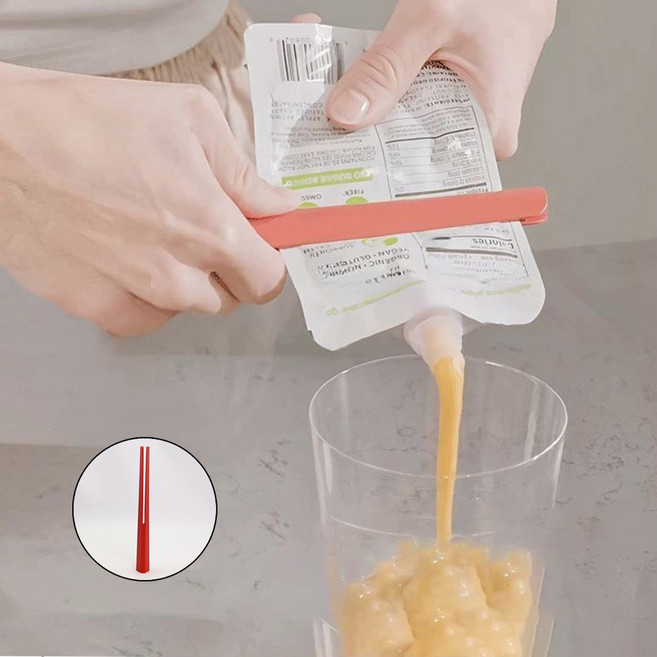 [LxU] 소스 양념 카레 봉지 짜개 튜브 집게, 1개, 레드