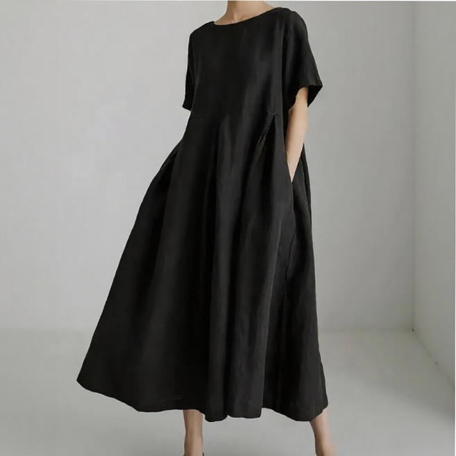 힙노트 빅사이즈 여름 반팔 린넨 롱원피스