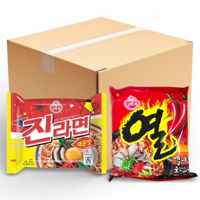 오뚜기 진라면 매운맛10개+열라면10개 총20개 반반세트, 1세트, 120g