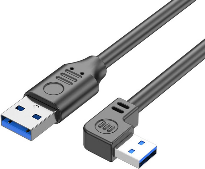 易控王 USB3.0公對公彎頭傳輸線 鍍鎳接頭 多層屏蔽 鍍錫銅線芯 (0.15M~2M), 直對右彎, 1個, 30-775-28(1米)